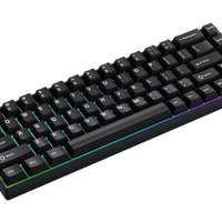 Mechanical keyboard with RGB backlighting on a white background