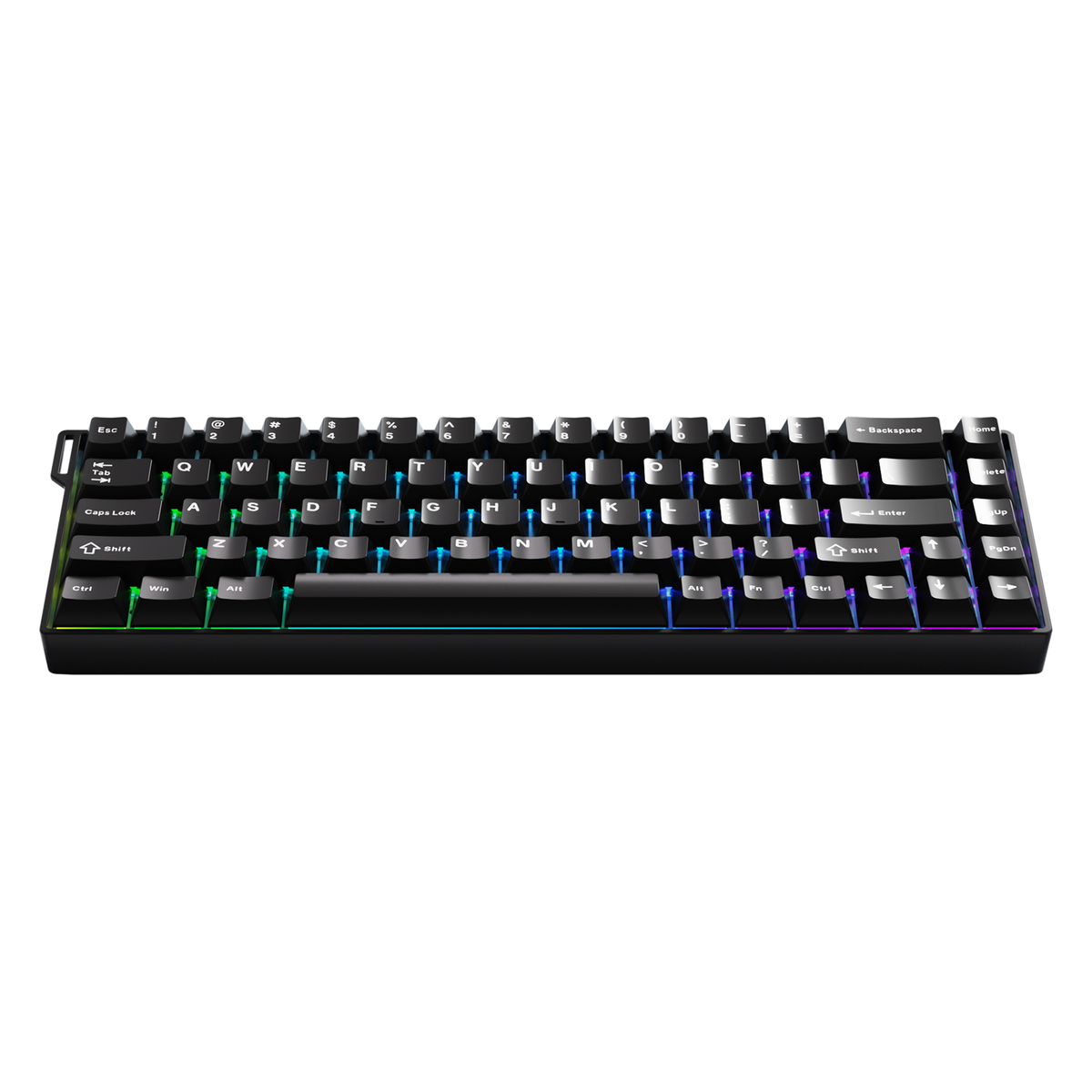 Mechanical keyboard with RGB lighting on a white background