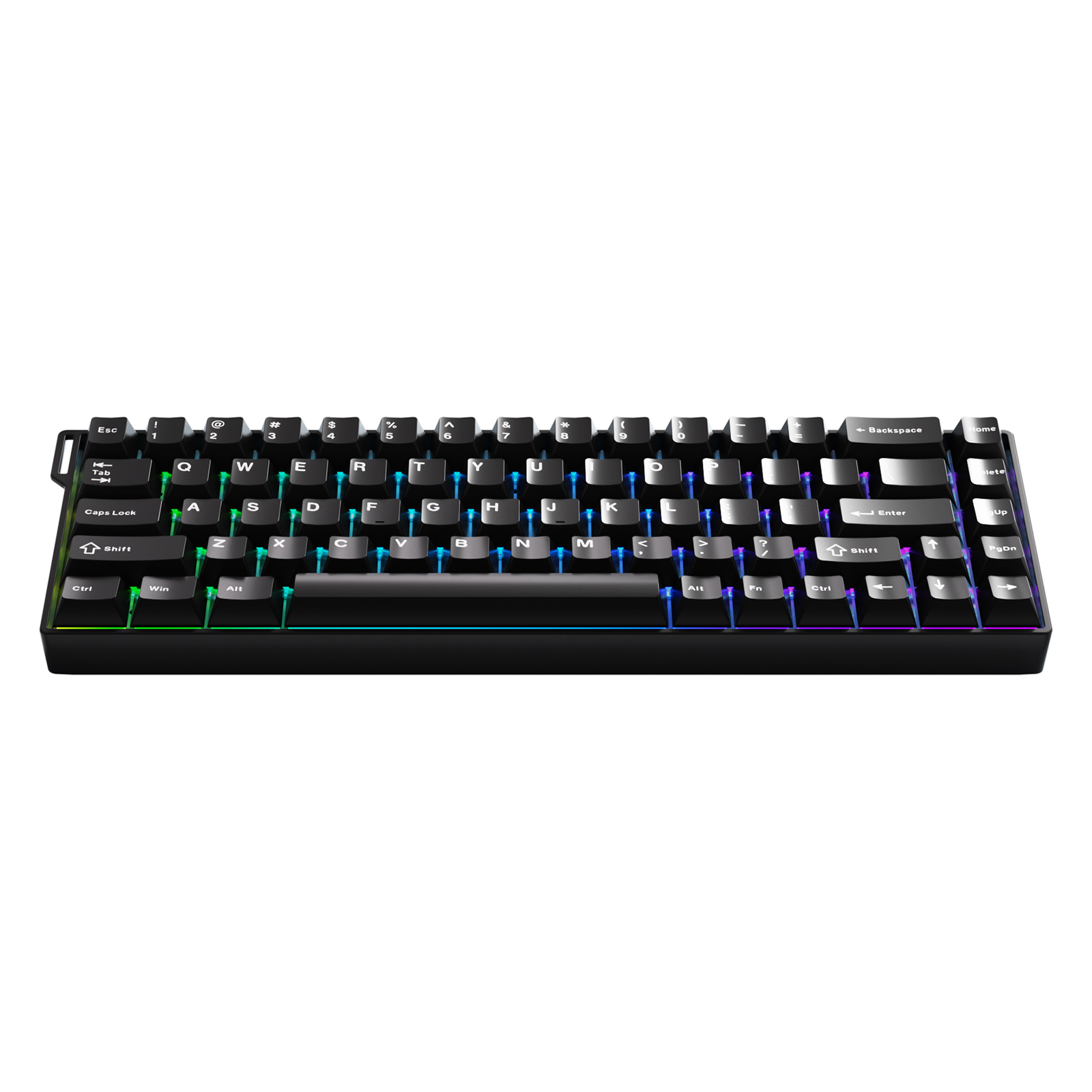 Mechanical keyboard with RGB lighting on a white background