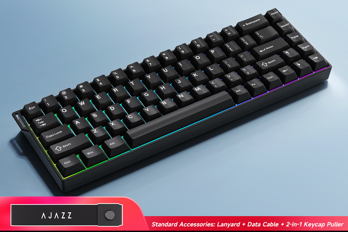 Mechanical keyboard with RGB backlighting on a white background