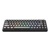 Mechanical keyboard with RGB backlighting on a white background