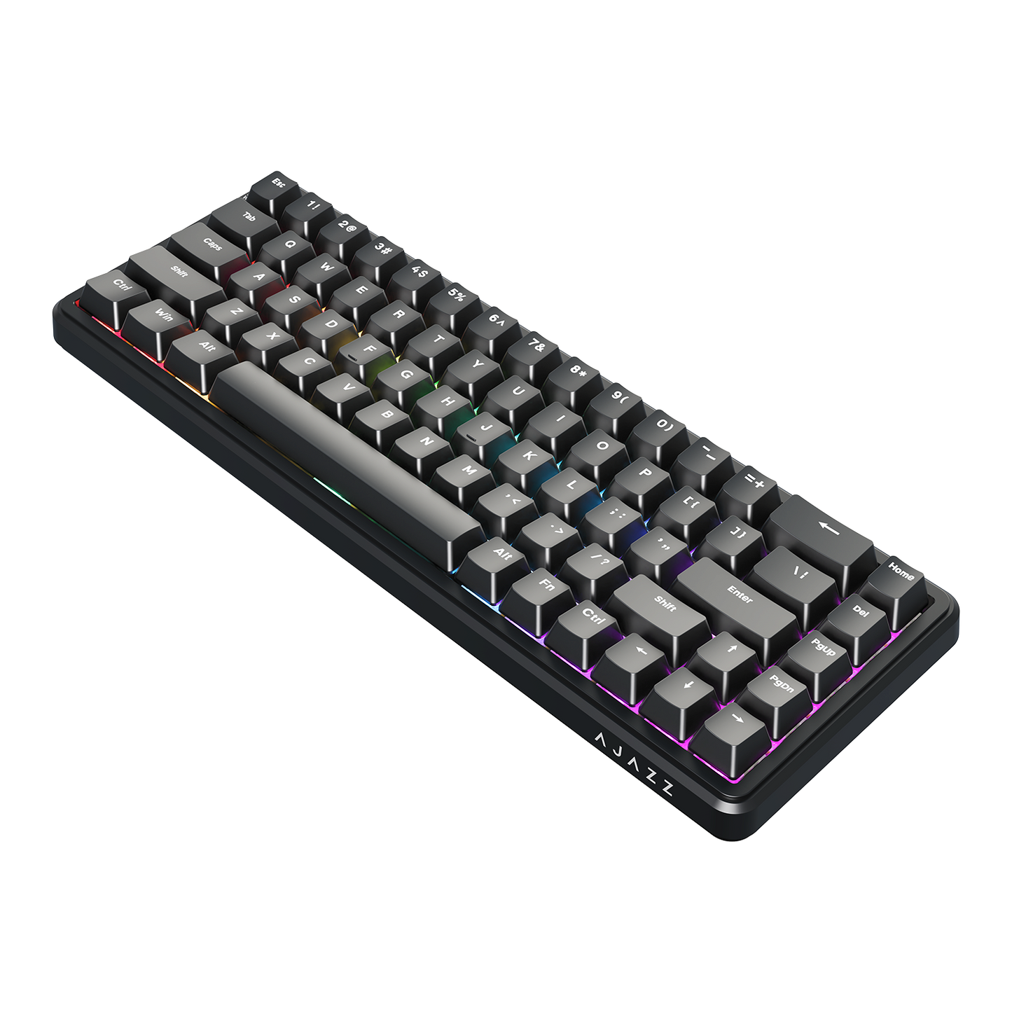 Mechanical keyboard with RGB lighting on a white background