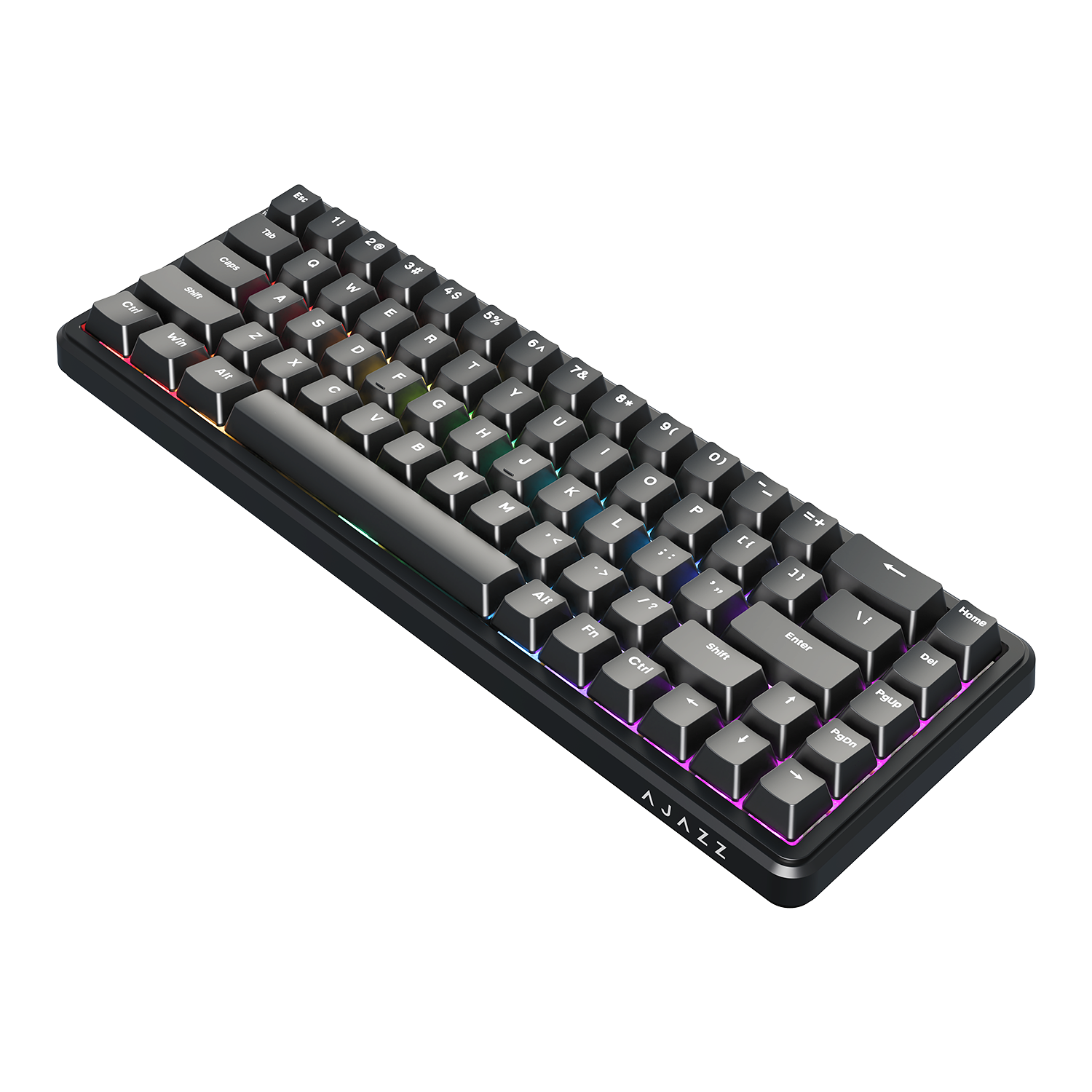 Mechanical keyboard with RGB lighting on a white background