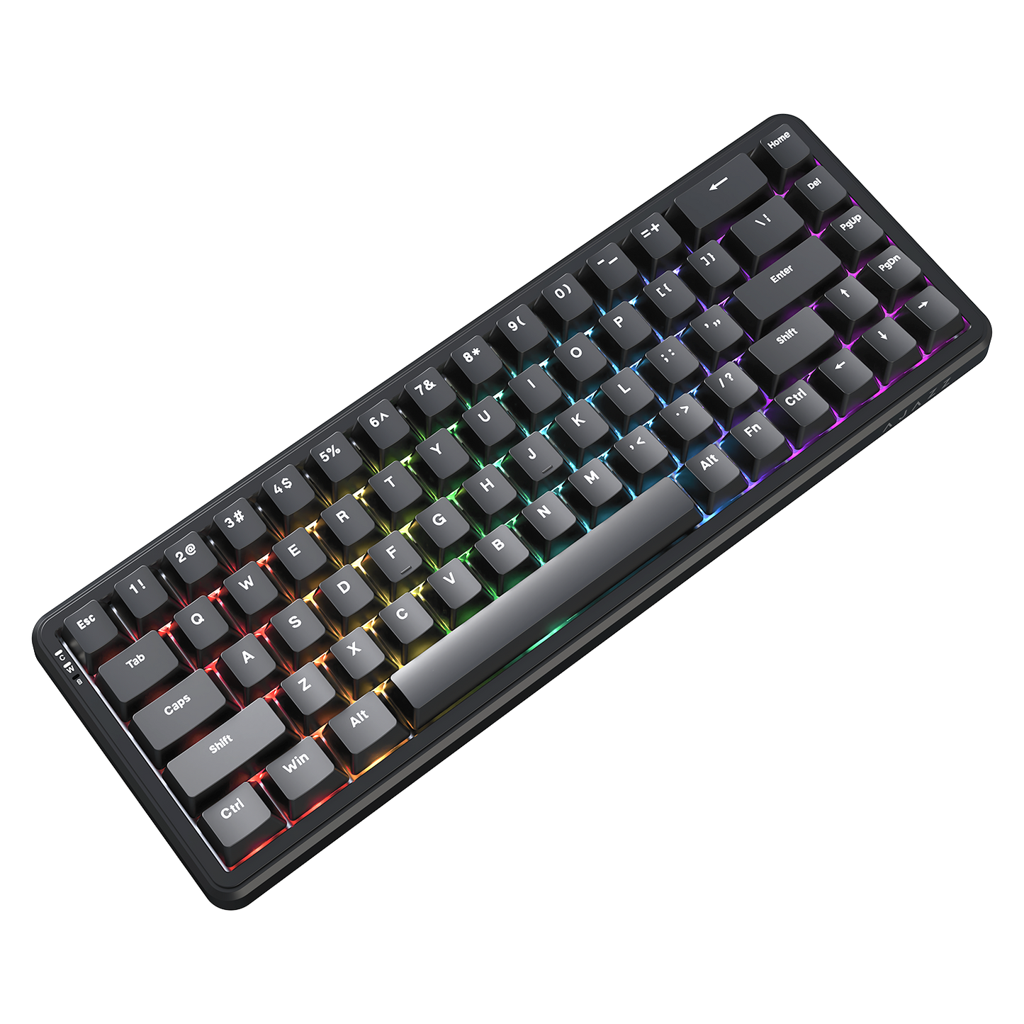 Mechanical keyboard with RGB lighting on a white background
