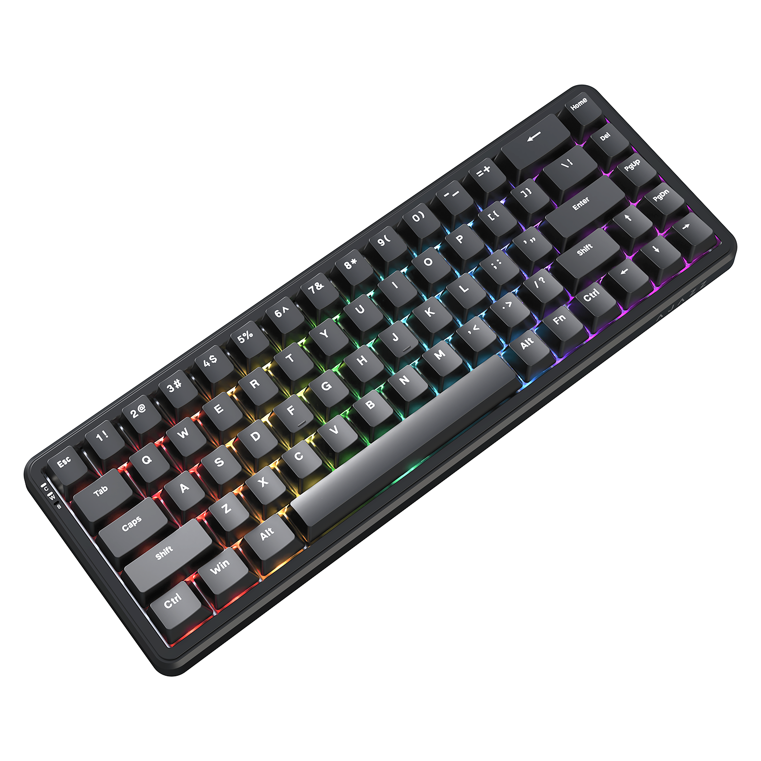 Mechanical keyboard with RGB lighting on a white background