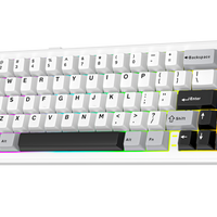 Mechanical keyboard with white frame and black keys on a white background