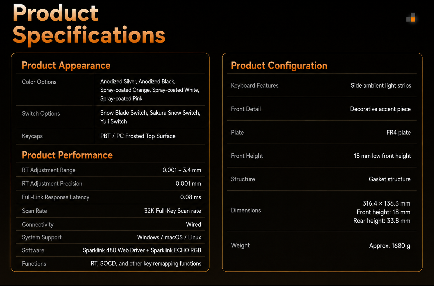 Specs Table